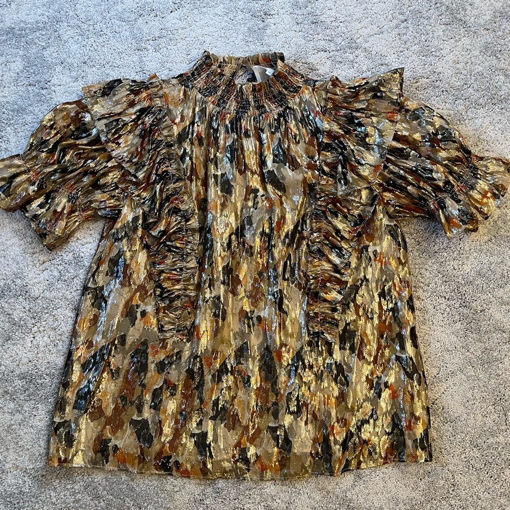 Multi fall color and metallic ruffle top